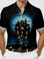 Tall Men's Haunted House Halloween Short Sleeve Shirt Eleven Oasis