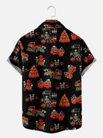 Men's Halloween Skeleton and Pumpkin Short Sleeve Shirt Eleven Oasis