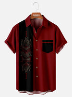 Men's Tribal Pinstripe Bowling Short Sleeve Shirt ElevenOasis