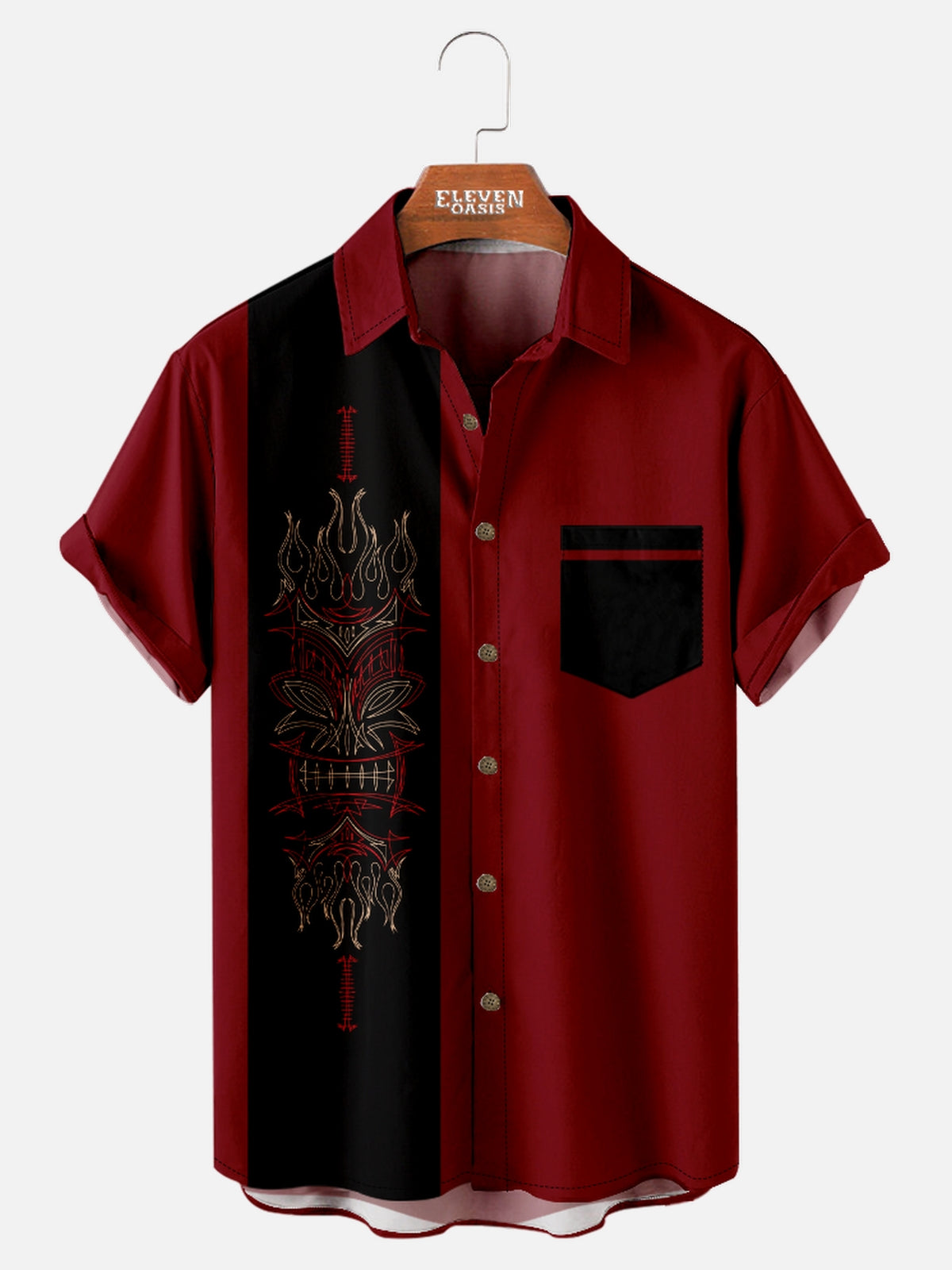 Men's Tribal Pinstripe Bowling Short Sleeve Shirt Eleven Oasis