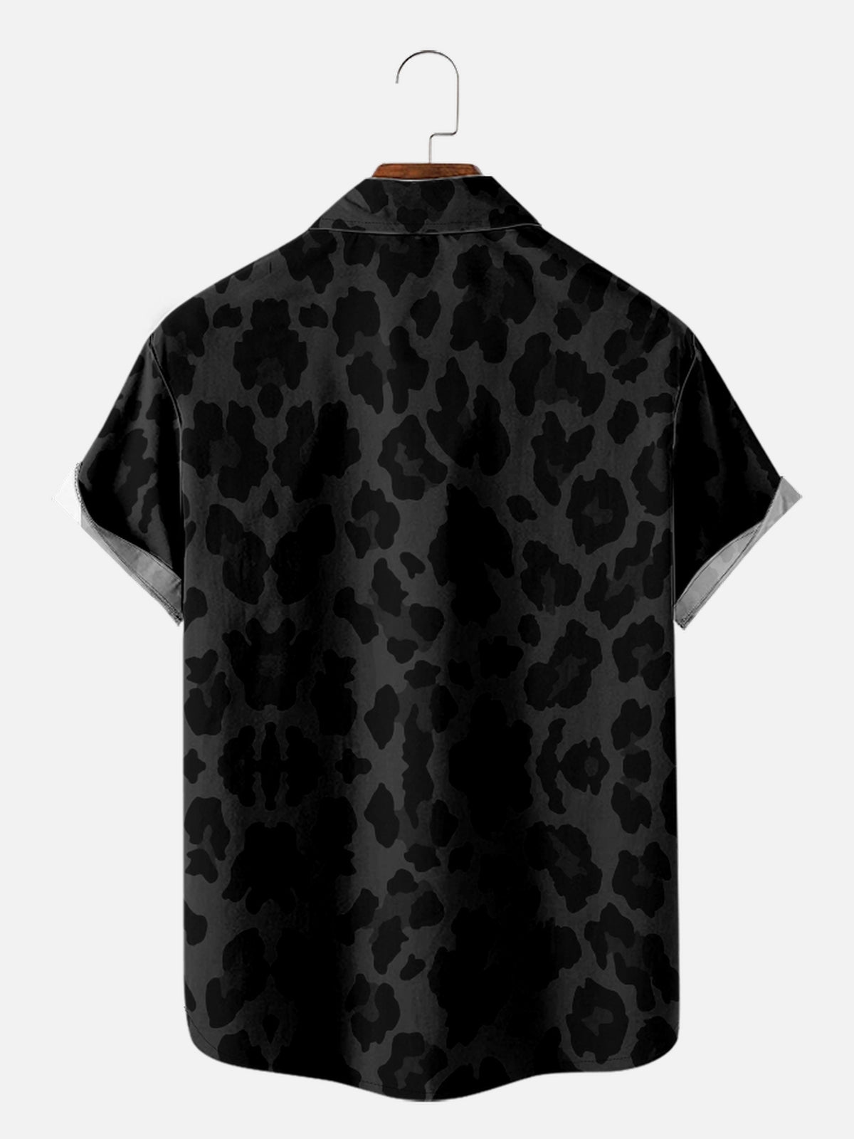 Men's Classic Black Leopard Print Short Sleeve Shirt ElevenOasis