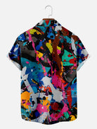 Tall Men's Colorful Paint Blotches and Splatters Short Sleeve Shirt ElevenOasis