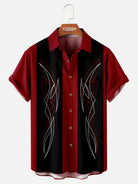 Men's Hot Rod Pinstripe Bowling Short Sleeve Shirt Eleven Oasis