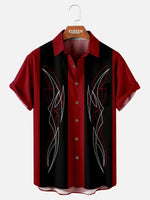 Men's Hot Rod Pinstripe Bowling Short Sleeve Shirt Eleven Oasis