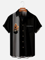 Men's Pin-Up Eight Ball Bowling Short Sleeve Shirt ElevenOasis