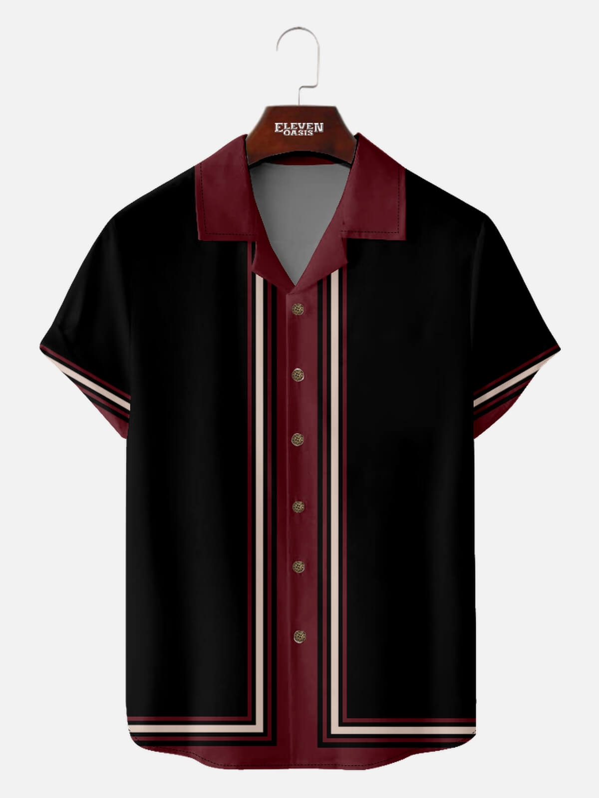 Tall Men's Classic Vertical Stripe Bowling Short Sleeve Shirt Eleven Oasis