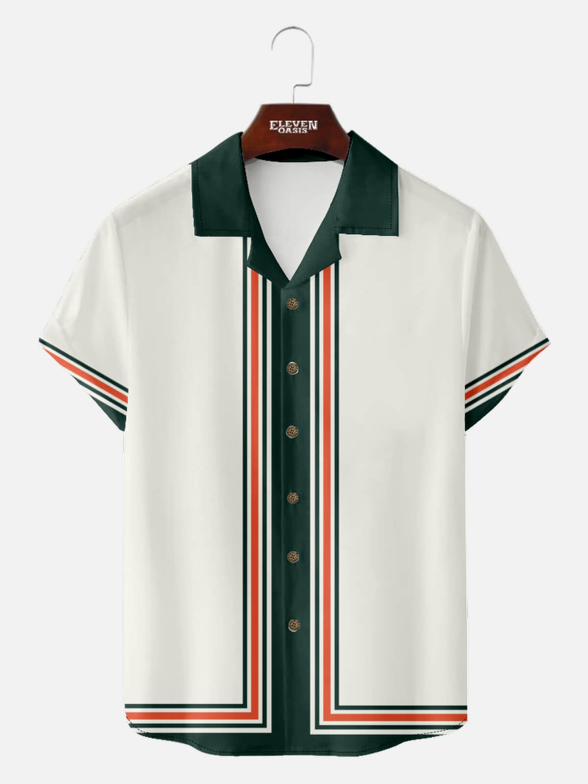 Men's Classic Vertical Stripe Bowling Short Sleeve Shirt ElevenOasis