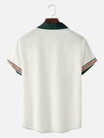 Men's Classic Vertical Stripe Bowling Short Sleeve Shirt ElevenOasis