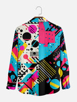 Men's Trapper Keeper Inspired Colorful Geometric Shapes Long Sleeve Shirt Eleven Oasis