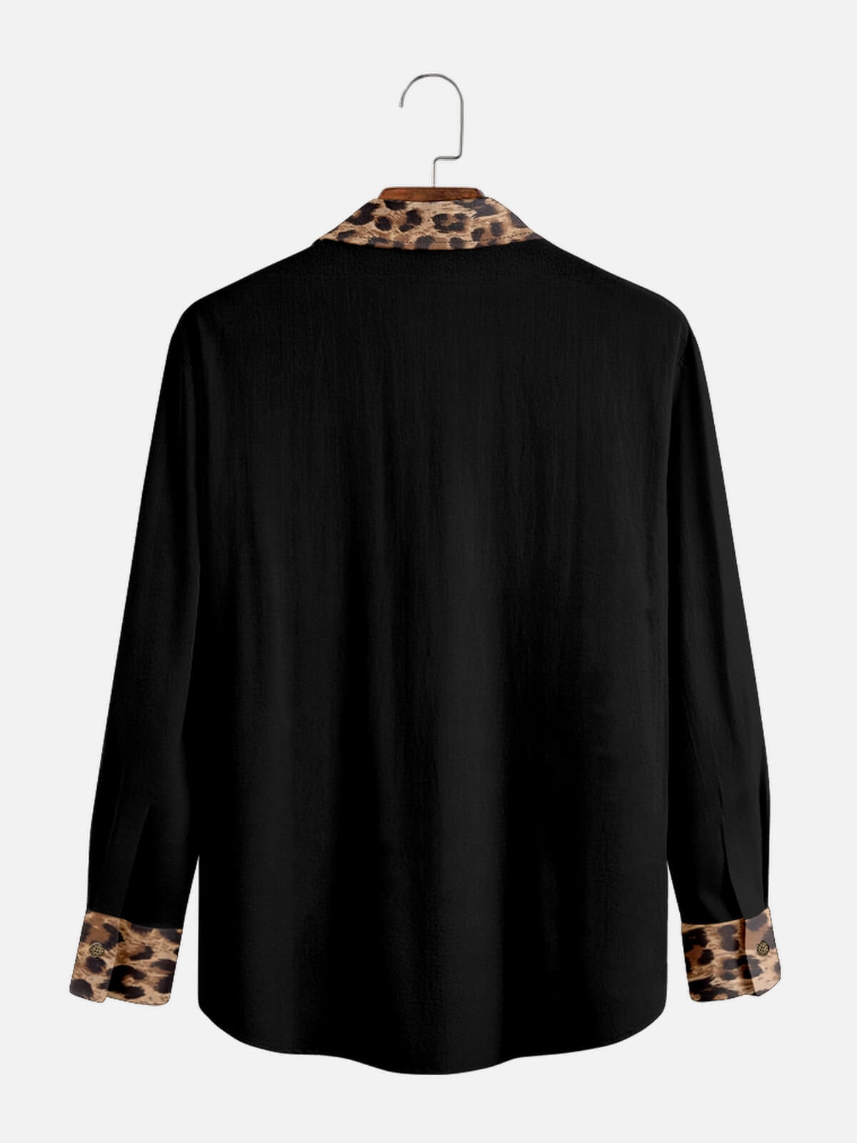 Men's Leopard Print Panel Bowling Long Sleeve Shirt Eleven Oasis