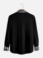 Men's Leopard Print Panel Bowling Long Sleeve Shirt Eleven Oasis