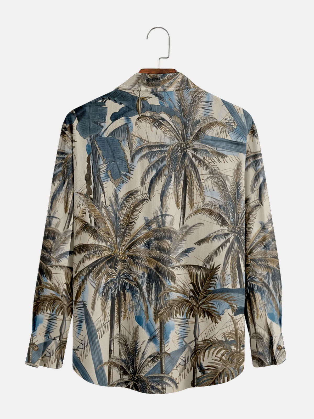 Men's Vintage Botanical Palm Resort Long Sleeve Shirt Eleven Oasis