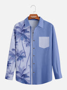 Men's Coconut Tree Casual Breathable Hawaiian Long Sleeve Shirt Eleven Oasis