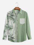 Men's Coconut Tree Casual Breathable Hawaiian Long Sleeve Shirt Eleven Oasis