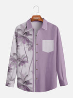 Men's Coconut Tree Casual Breathable Hawaiian Long Sleeve Shirt Eleven Oasis