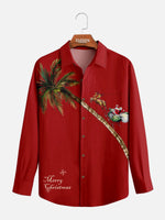 Men's Merry Christmas Palm Tree Long Sleeve Shirt Eleven Oasis