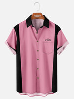 Men's Classic Customizable Bowling Style Spread Collar Short Sleeve Shirt Eleven Oasis