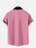 Men's Classic Customizable Bowling Style Spread Collar Short Sleeve Shirt Eleven Oasis