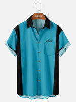 Men's Classic Customizable Bowling Style Spread Collar Short Sleeve Shirt Eleven Oasis