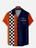 Men's Custom Racing Checkered Short Sleeve Shirt ElevenOasis