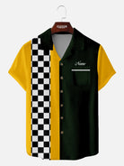 Men's Custom Racing Checkered Short Sleeve Shirt ElevenOasis