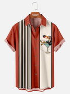 Men's Striped Everyday with Toucan in a Cocktail Glass Short Sleeve Casual Shirt ElevenOasis
