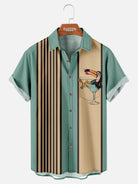 Men's Striped Everyday with Toucan in a Cocktail Glass Short Sleeve Casual Shirt ElevenOasis