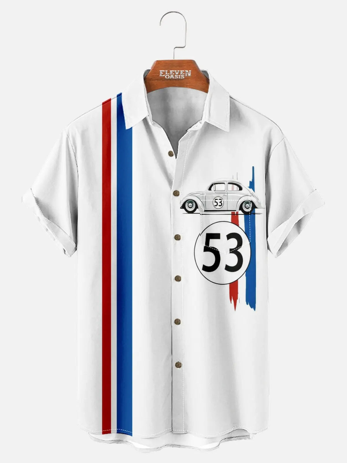 Men's Automotive Elements Contrasting Stripe Short Sleeve Shirt ElevenOasis