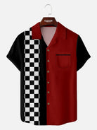 Tall Men's Custom Racing Checkered Short Sleeve Shirt ElevenOasis