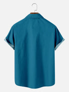 Tall Men's Striped with Space-Age Stars Casual Short Sleeve Shirt ElevenOasis