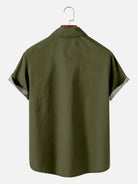 Tall Men's Striped with Space-Age Stars Casual Short Sleeve Shirt ElevenOasis