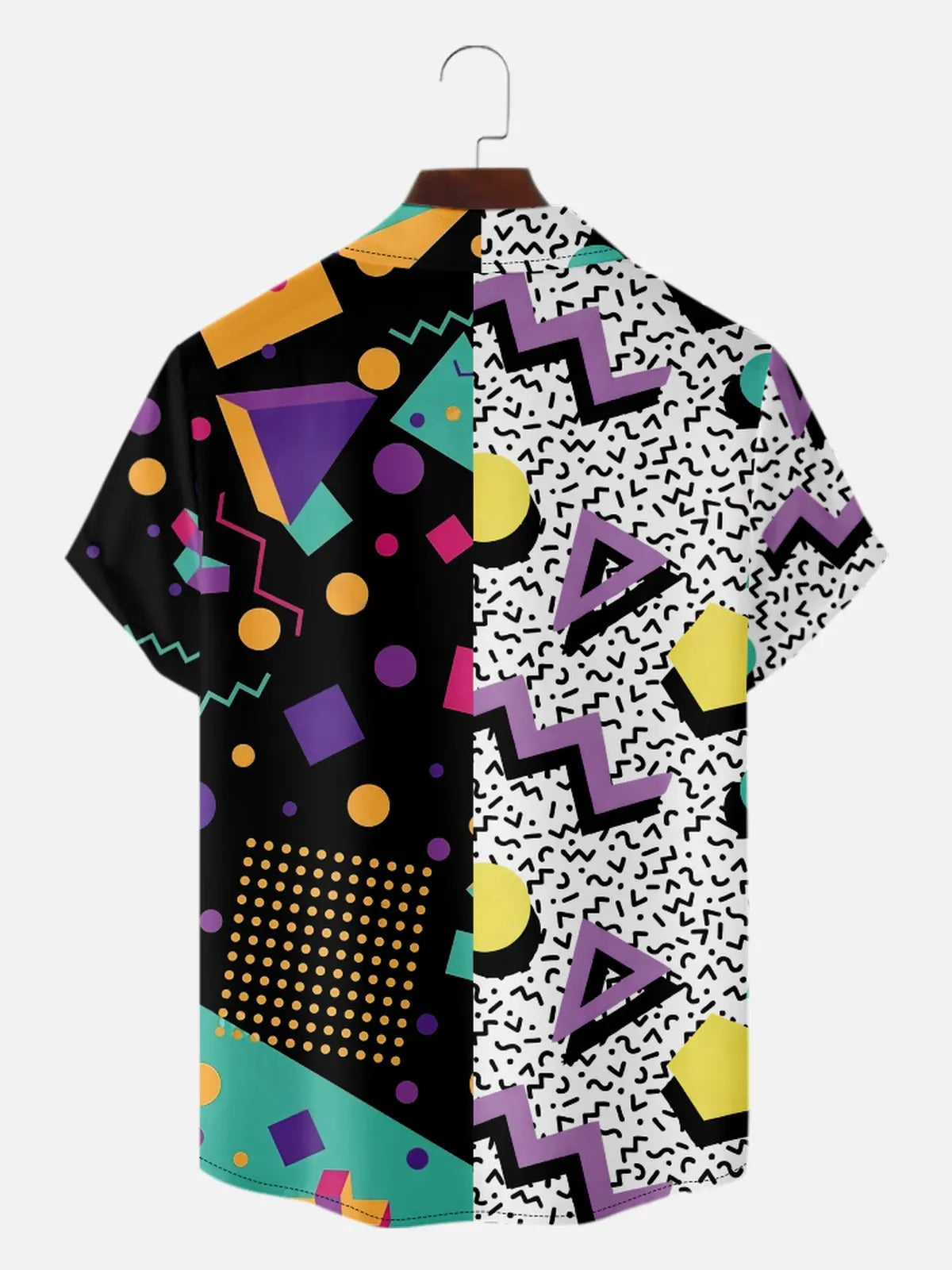 Men's Memphis Group Split Design Short Sleeve Shirt ElevenOasis