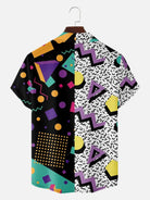 Men's Memphis Group Split Design Short Sleeve Shirt ElevenOasis