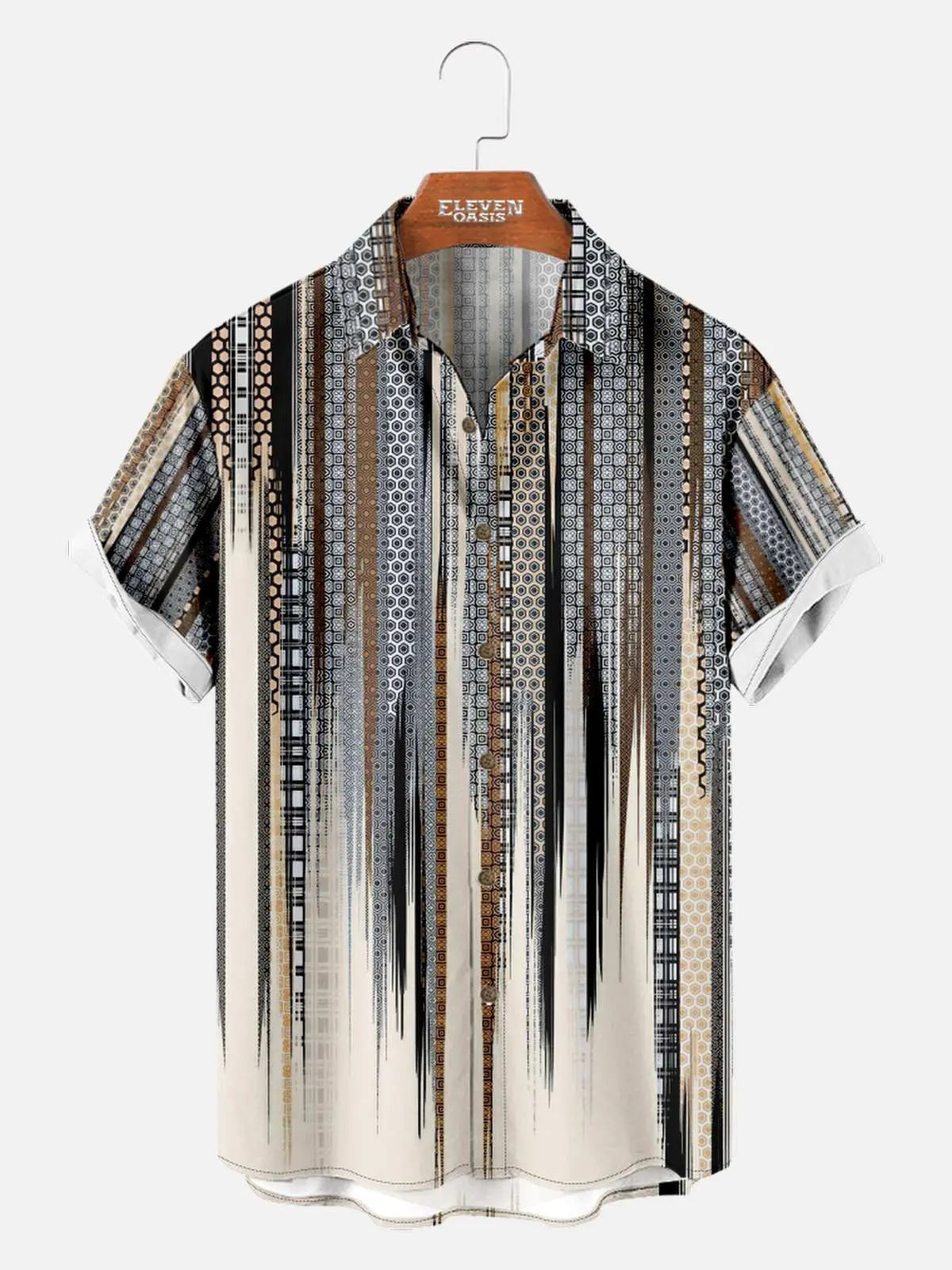 Men's Abstract Geometric Fade Short Sleeve Shirt ElevenOasis