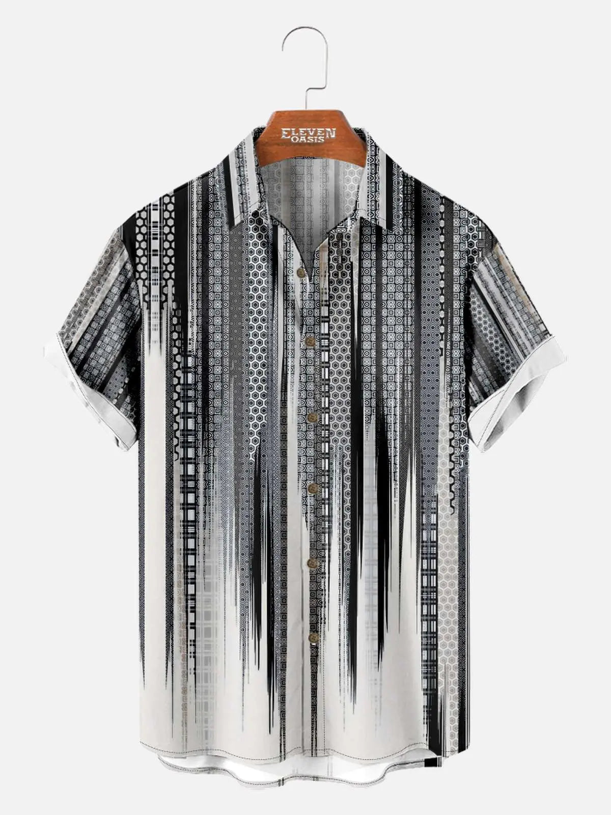 Men's Abstract Geometric Fade Short Sleeve Shirt ElevenOasis