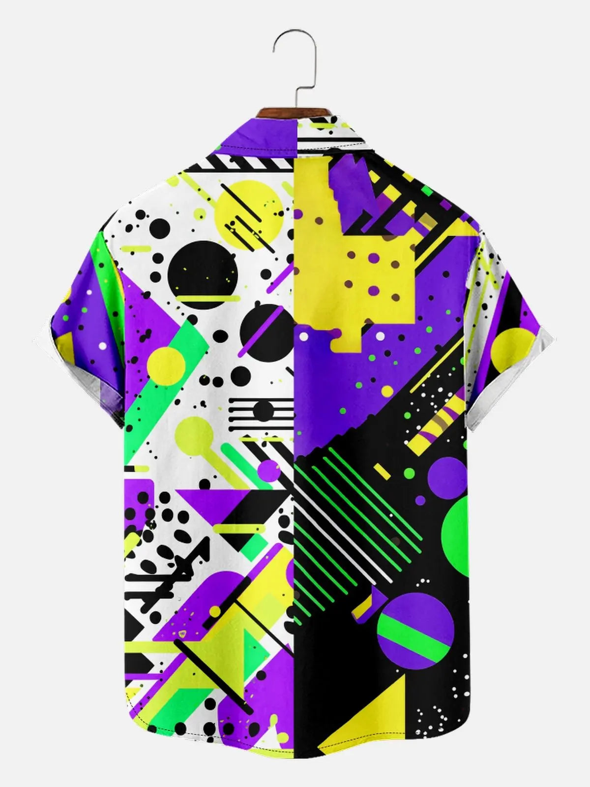 Men's Trapper Keeper Inspired Colorful  Geometric Shapes Short Sleeve Shirt ElevenOasis