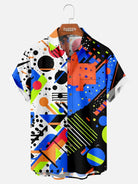 Men's Trapper Keeper Inspired Colorful  Geometric Shapes Short Sleeve Shirt ElevenOasis