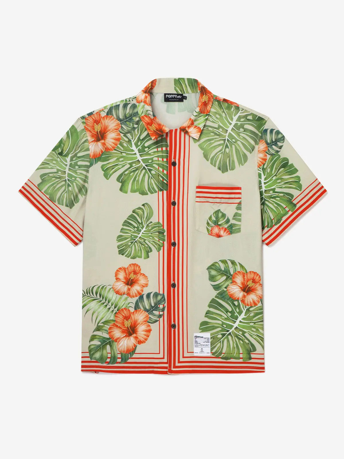 POPPY ATLR Men's Hibiscus Fusion Aloha ShirtMens short sleeve shirts Big and tall Mens shirts Short sleeve shirts for men Mens 4xl shirts Casual short sleeve shirts