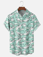 Men's Sharks All Over Print Short Sleeve Casual ShirtMens short sleeve shirts Big and tall Mens shirts Short sleeve shirts for men Mens 4xl shirts Casual short sleeve shirts