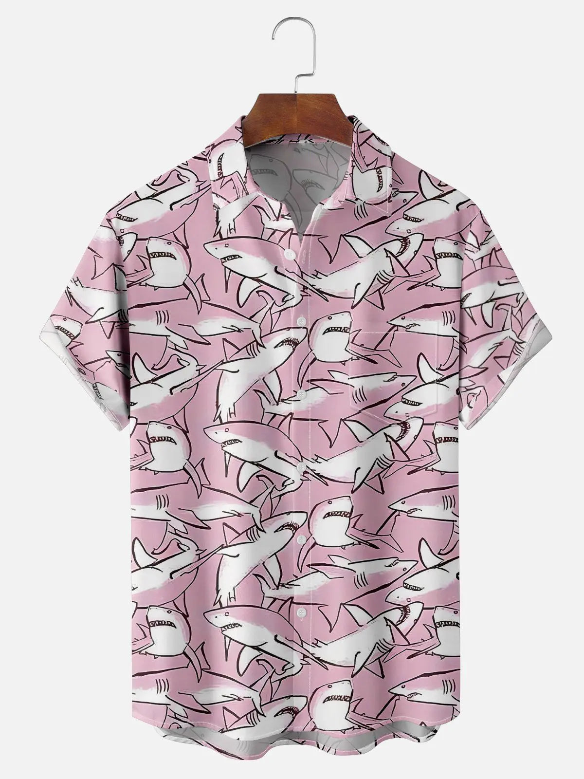 Men's Sharks All Over Print Short Sleeve Casual ShirtMens short sleeve shirts Big and tall Mens shirts Short sleeve shirts for men Mens 4xl shirts Casual short sleeve shirts