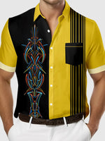 Men's Classic Hot Rod Pinstripe Panel Short Sleeve Shirt Eleven Oasis