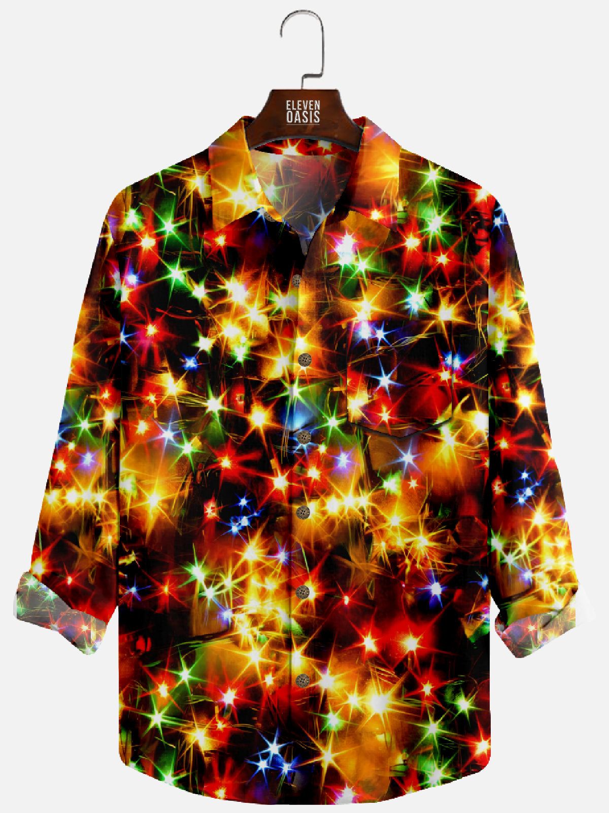 Men's Colorful Flashlight Long Sleeve Shirt Eleven Oasis