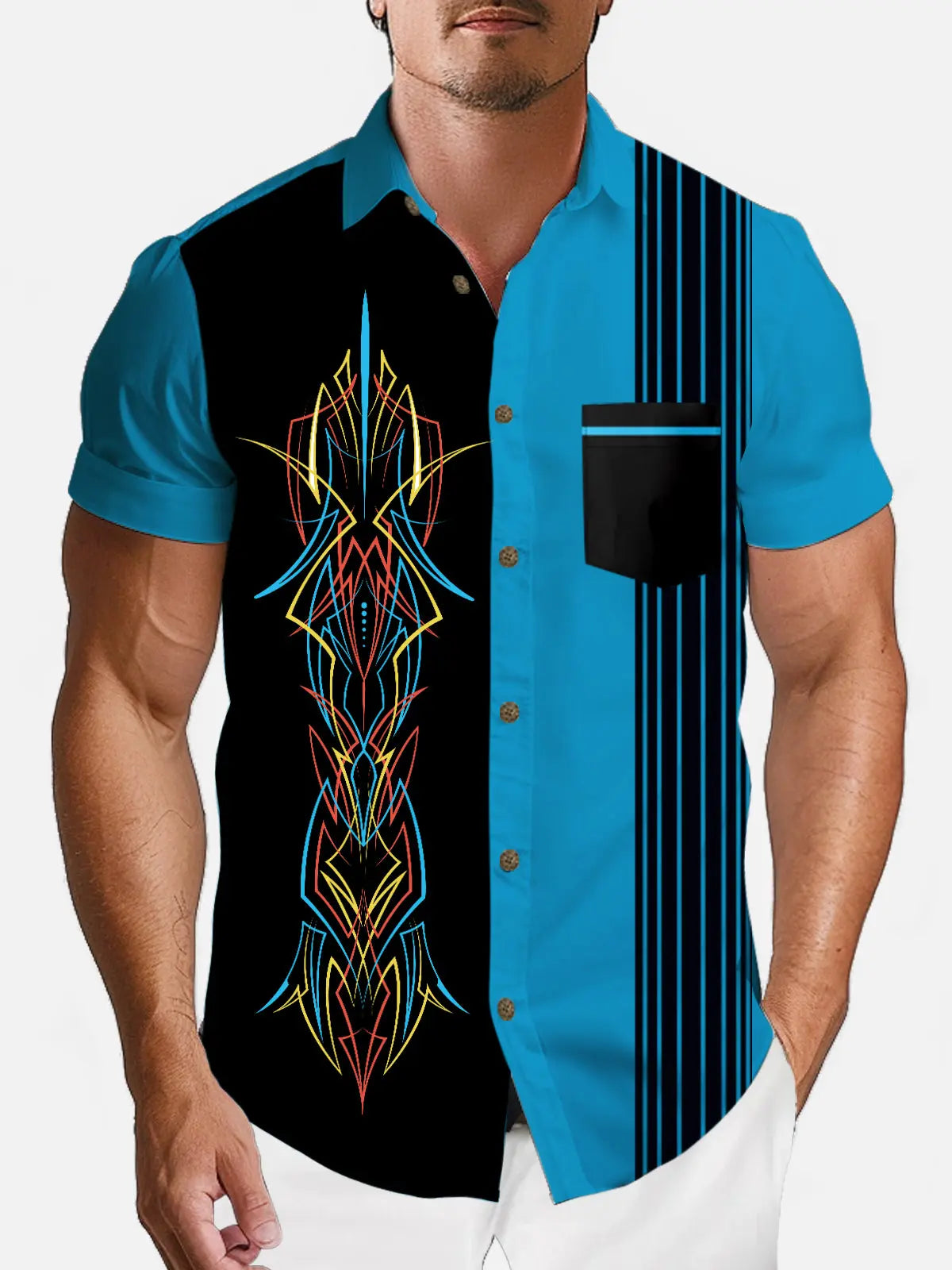 Automotive Stripe Short Sleeve Shirt ElevenOasis
