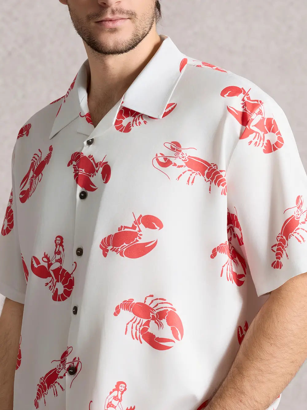 Tall Men's Lobster Pin-Up Short Sleeve Shirt Eleven Oasis