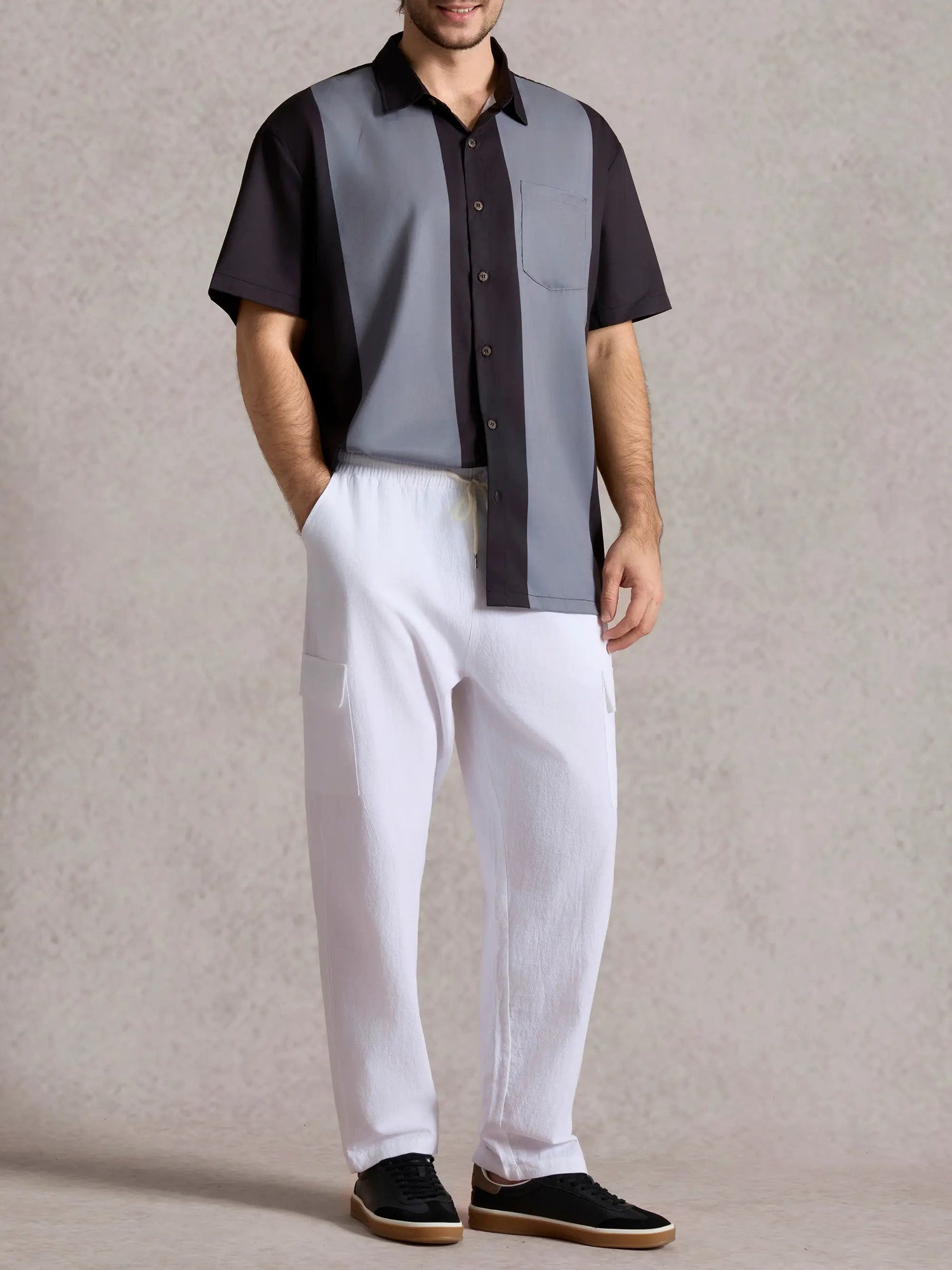 Men's Basic 50s Style Bowling Short Sleeve Shirt ElevenOasis