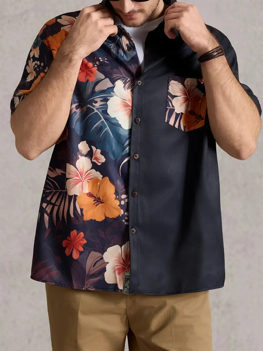 Men's Hawaii Retro Tropical Flora Short Sleeve Shirt ElevenOasis