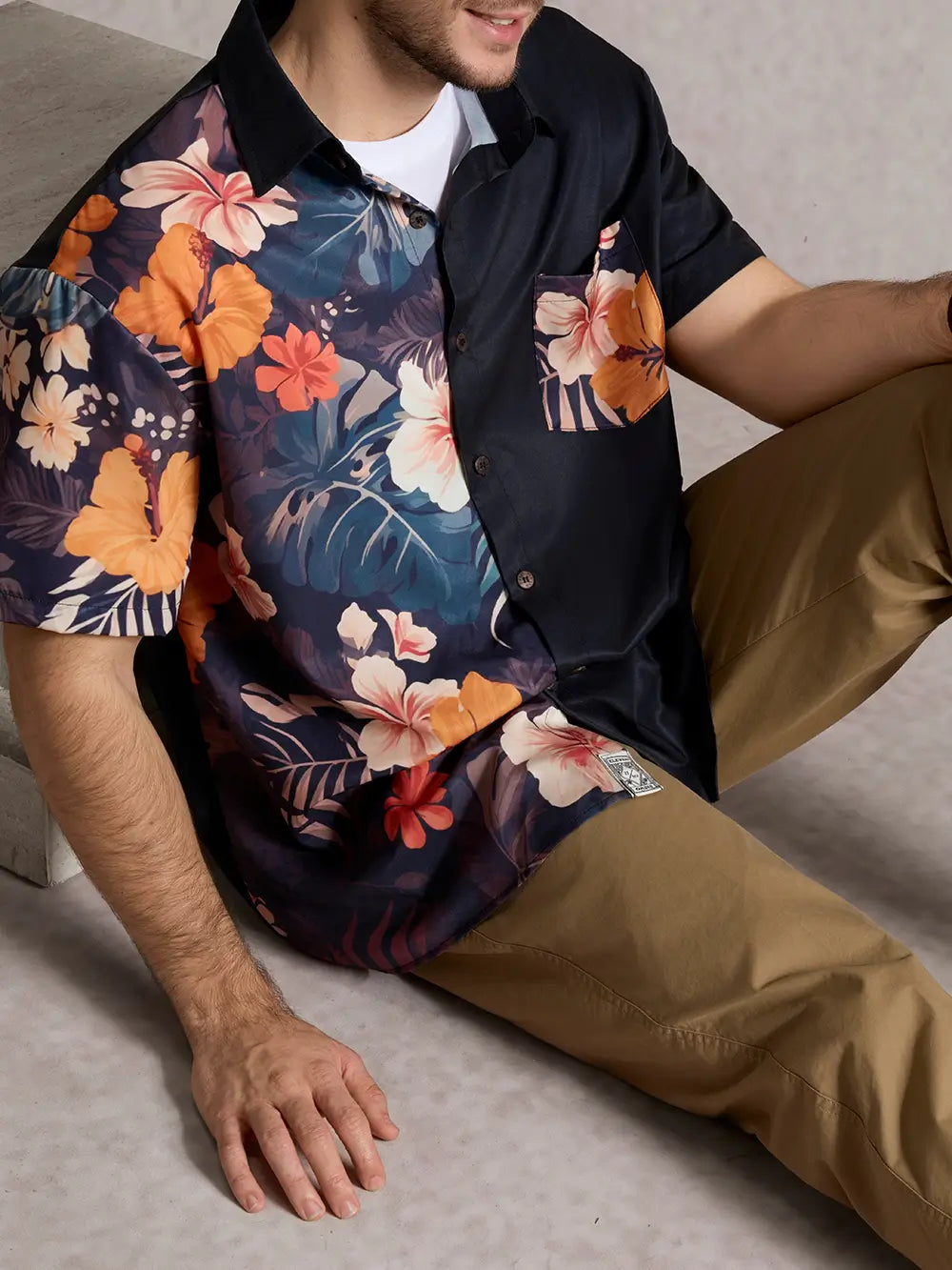 Men's Hawaii Retro Tropical Flora Short Sleeve Shirt ElevenOasis