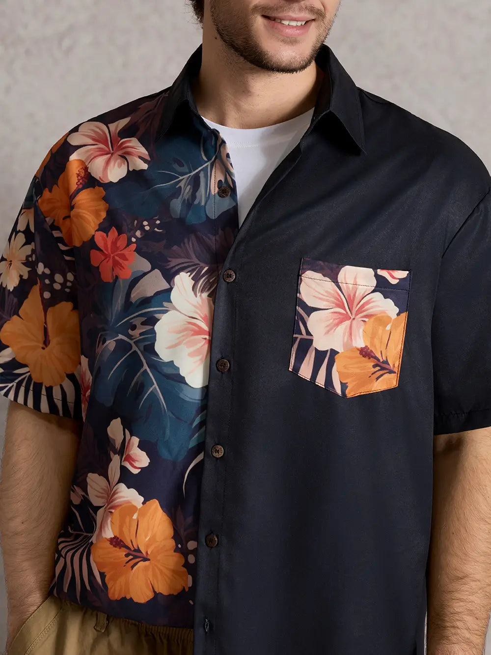 Men's Hawaii Retro Tropical Flora Short Sleeve Shirt ElevenOasis