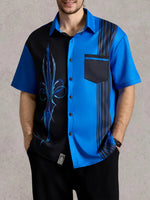 Tall Men's Blue Pinstripe Hot Rod Short Sleeve Shirt ElevenOasis