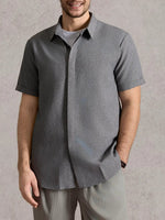 Men's Linen Cotton Blend Short Sleeve Shirt ElevenOasis